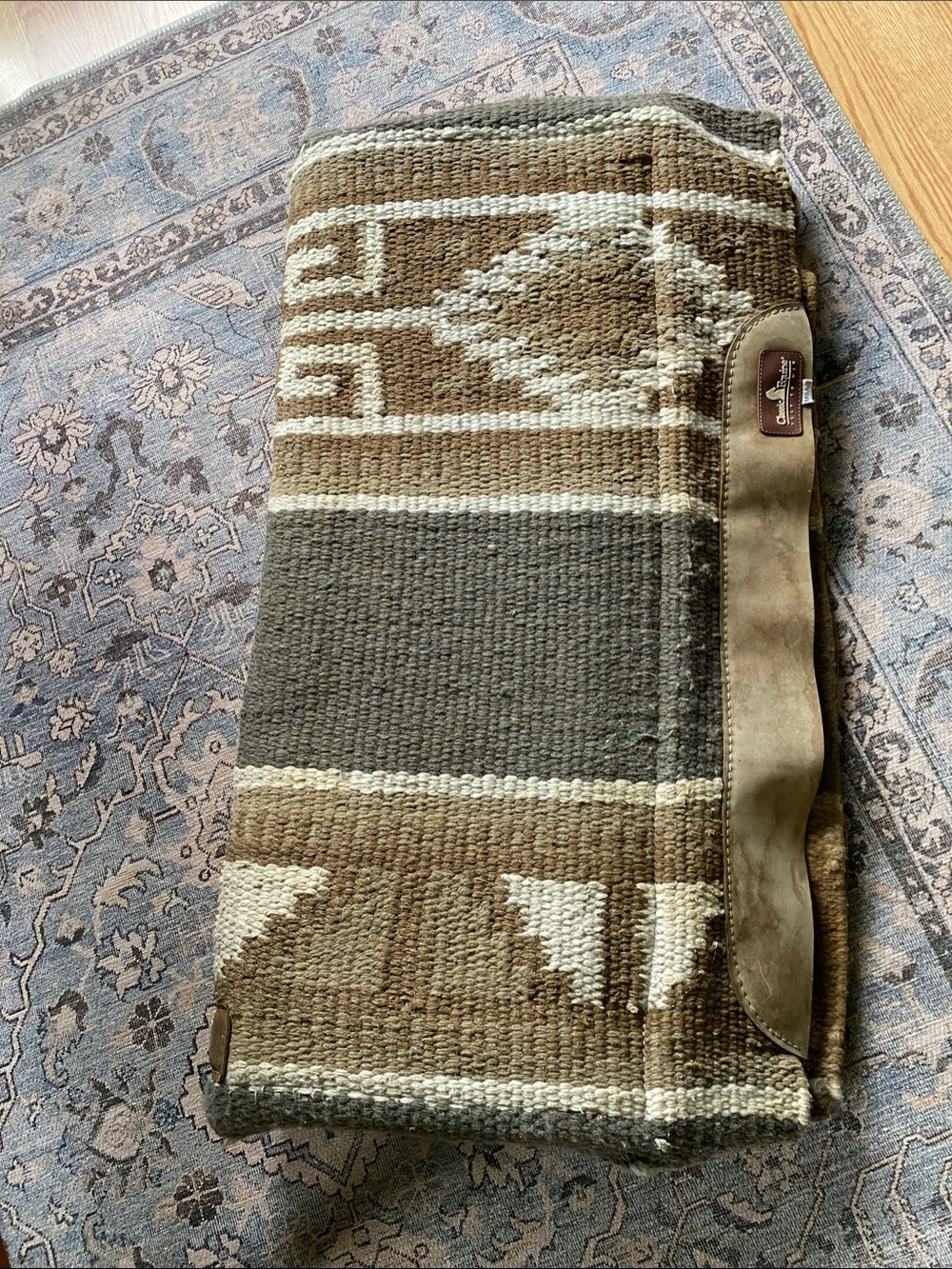Classic Wool Western Saddle Blanket Pad in Brown and Cream - Unknown Brand